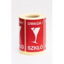 Etykiety Naklejki Transportowe "UWAGA SZKŁO" 500 szt.