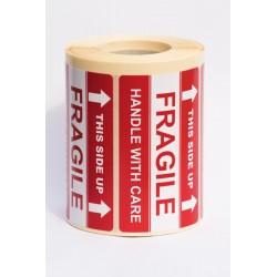 Etykiety Naklejki Transportowe "This Side Up FRAGILE Handle With Care" 500 szt.