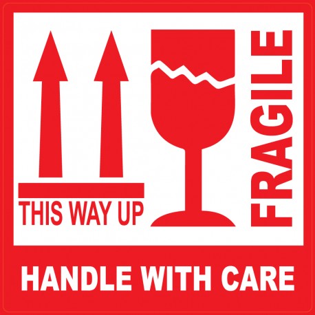 Etykiety Naklejki Transportowe "This Side Up FRAGILE Handle With Care" 250 szt.