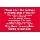 Etykiety Please open the package in the presence of courier 500 szt.