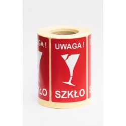 Etykiety Naklejki UWAGA SZKŁO