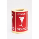 Etykiety Naklejki UWAGA SZKŁO 1000 szt