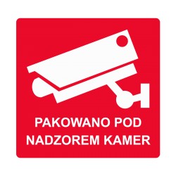 Etykiety Naklejki Transportowe PAKOWANO POD NADZOREM KAMER 100 szt