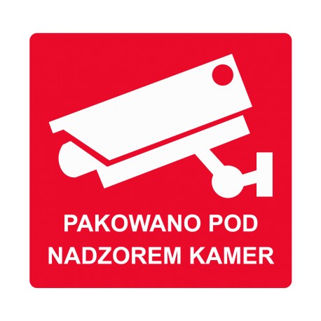 Etykiety Naklejki Transportowe PAKOWANO POD NADZOREM KAMER 100 szt